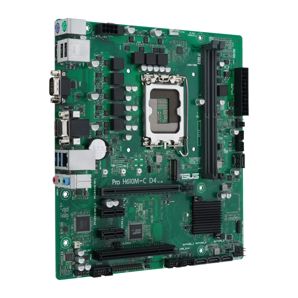 ASUS PRIME H610M-C D4-CSM mATX, vista principal: placa base verde con socket LGA1700 y caja del producto - Ítem3
