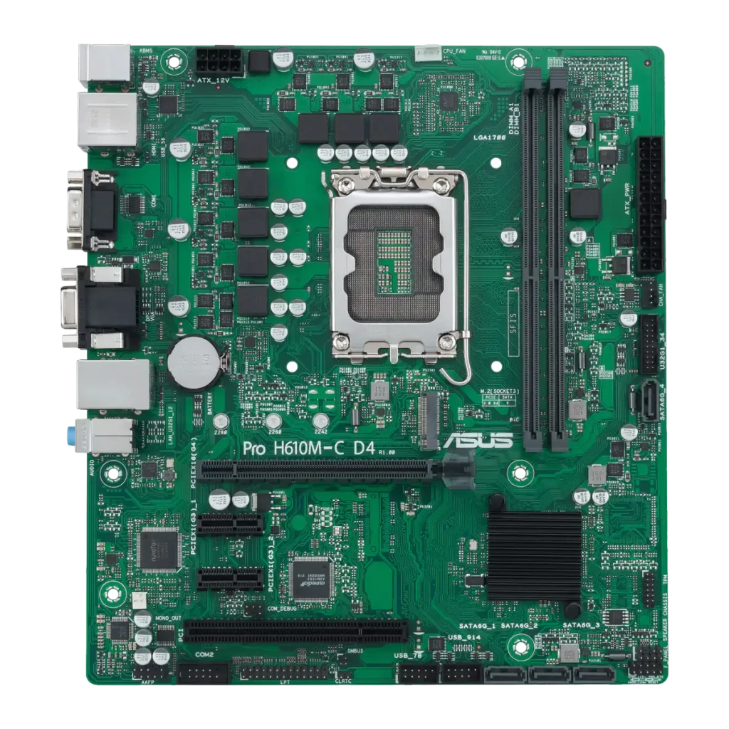 ASUS PRIME H610M-C D4-CSM mATX, vista principal: placa base verde con socket LGA1700 y caja del producto - Ítem4