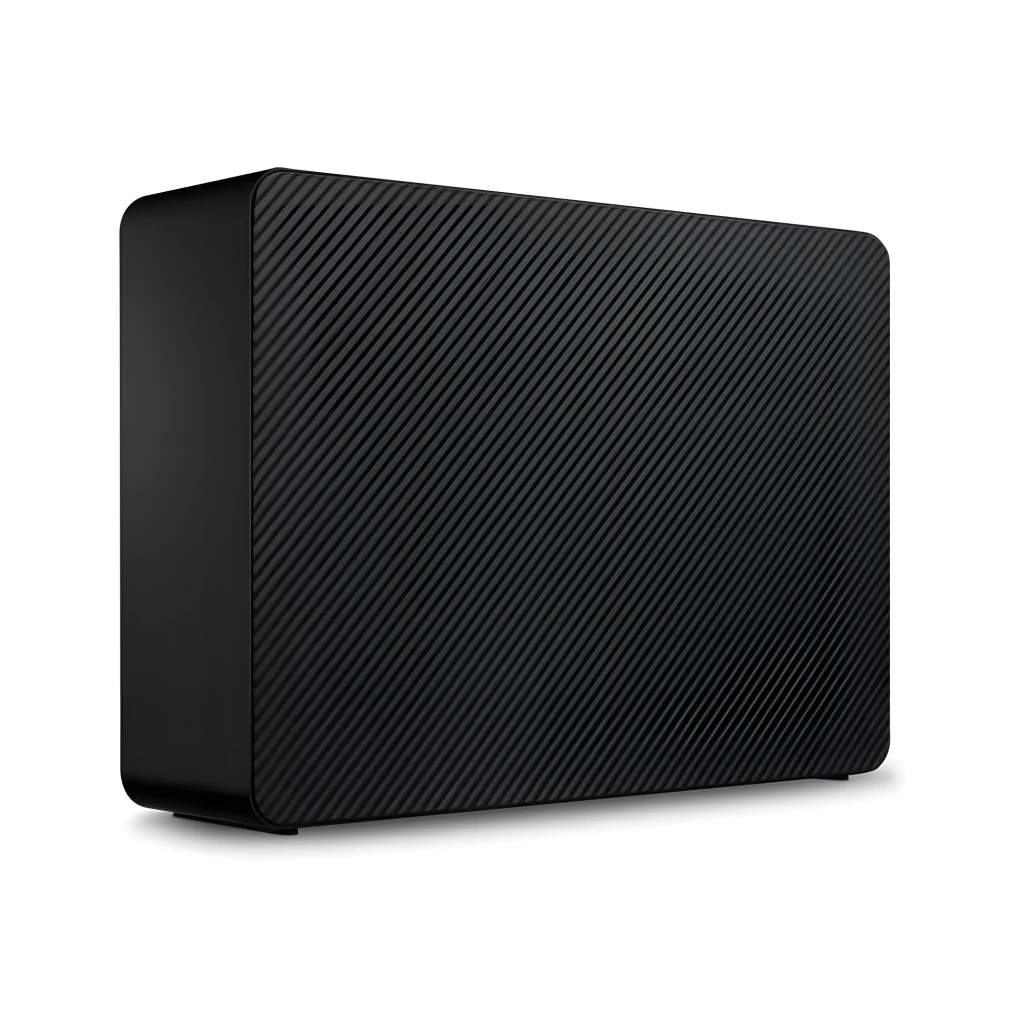 Seagate Expansion Desktop STKP8000400 8TB noir, vue de dessus: texture striée diagonale et logo Seagate dans le coin - Ítem2