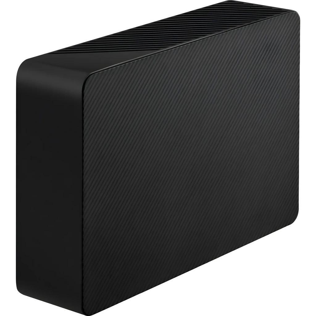 Seagate Expansion Desktop STKP8000400 8TB noir, vue de dessus: texture striée diagonale et logo Seagate dans le coin - Ítem3