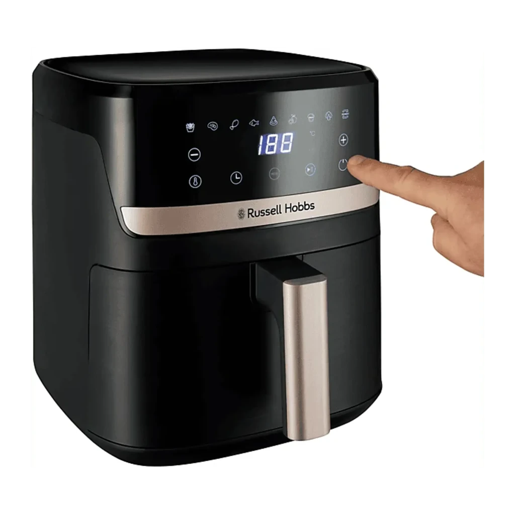 Russell Hobbs Freidora Aire 5.5L Negro y champán, vista frontal: pantalla digital 180°C, iconos táctiles y asa champán - Ítem2