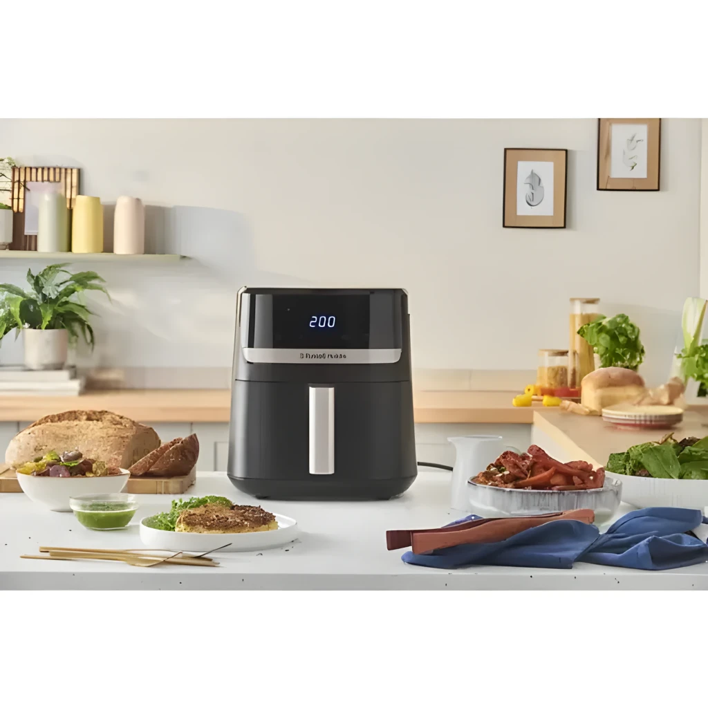 Russell Hobbs Freidora Aire 5.5L Negro y champán, vista frontal: pantalla digital 180°C, iconos táctiles y asa champán - Ítem5