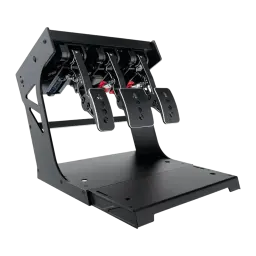 Simagic P1000 Modular Invertido 3 Pedais Preto, vista lateral: estrutura metálica com 3 pedais invertidos e mecanismos
