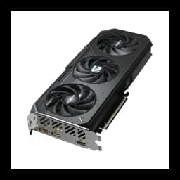 Gigabyte Radeon RX 9060 XT Gaming 16GB negro, vista en ángulo: triple ventilador, disipador y puertos DisplayPort HDMI