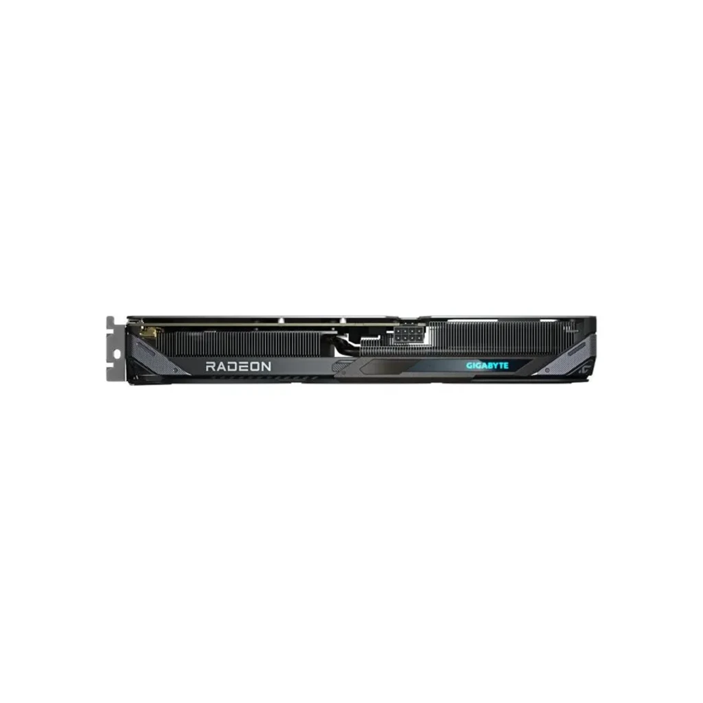 Gigabyte Radeon RX 9060 XT Gaming 16GB, vista principal: tarjeta gráfica negra con triple ventilador y caja del producto - Ítem6