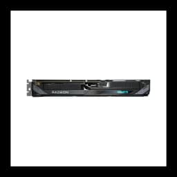 Gigabyte Radeon RX 9060 XT Gaming 16GB, vista lateral: backplate negro con logo Radeon y Gigabyte, conectores de
