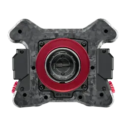 Simagic Volante Simracing NEO X, vista traseira: conector quick release vermelho, fibra de carbono forjada e porta USB-C