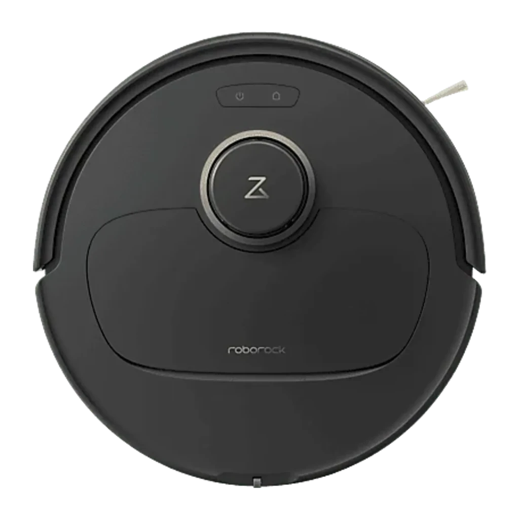Roborock Qrevo 5AE noir, vue latérale: aspirateur robot sur base de vidage automatique avec logo visible - Ítem2