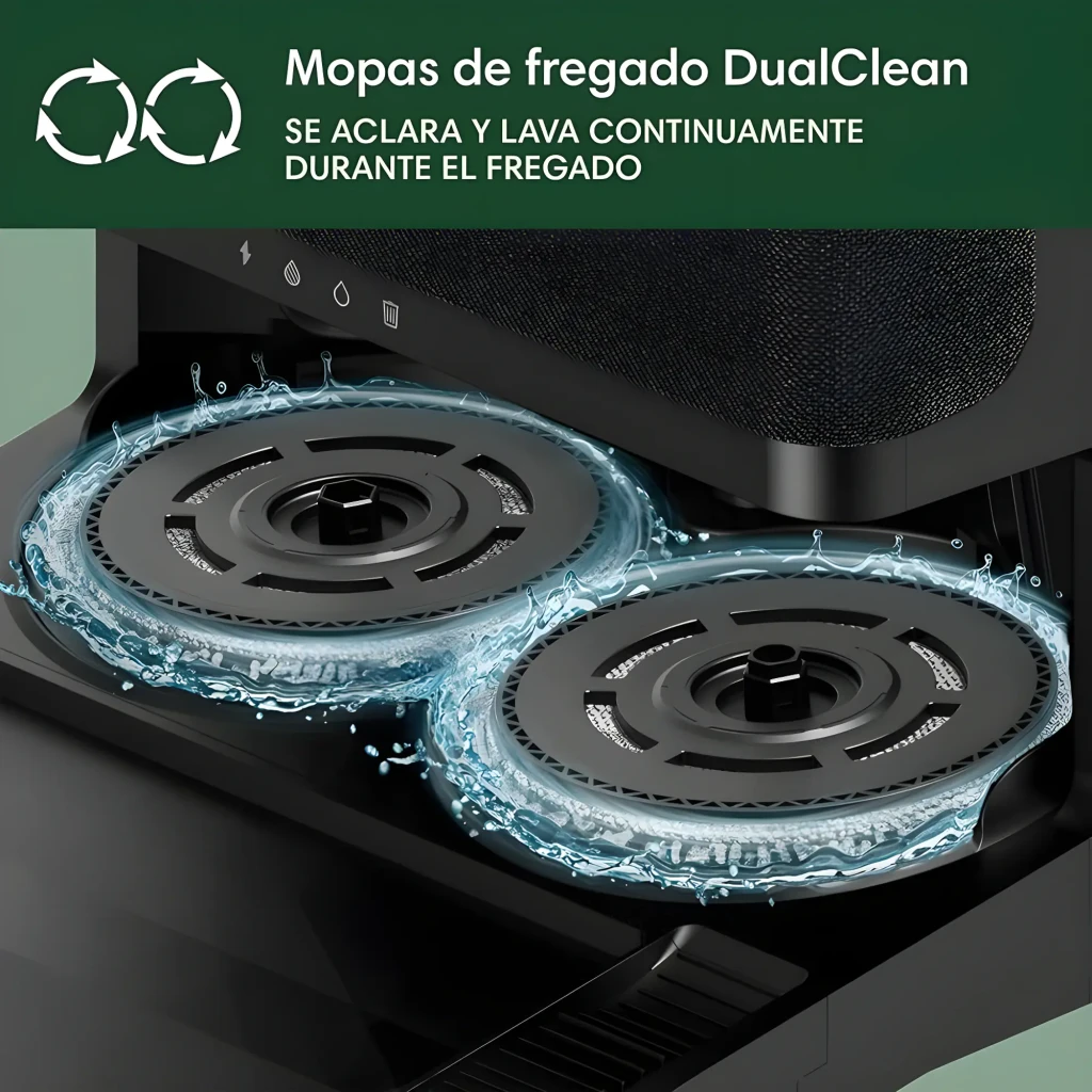 iRobot Roomba Plus 405 Combo Blanc, vue latérale: robot aspirateur sur base autonettoyante avec réservoir d'eau transparent - Ítem3