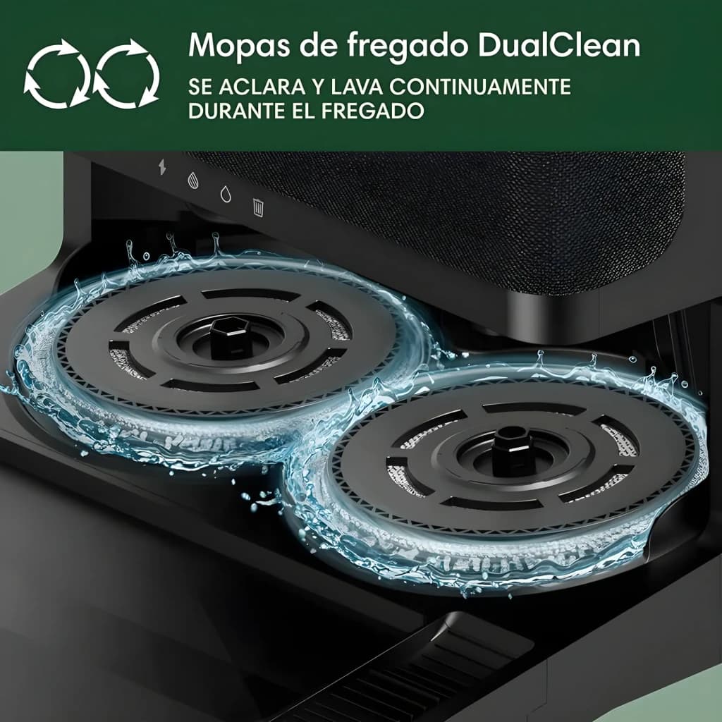iRobot Roomba Combo Plus 405 Branco, detalhe mopas: dois discos giratórios DualClean com efeito água em movimento