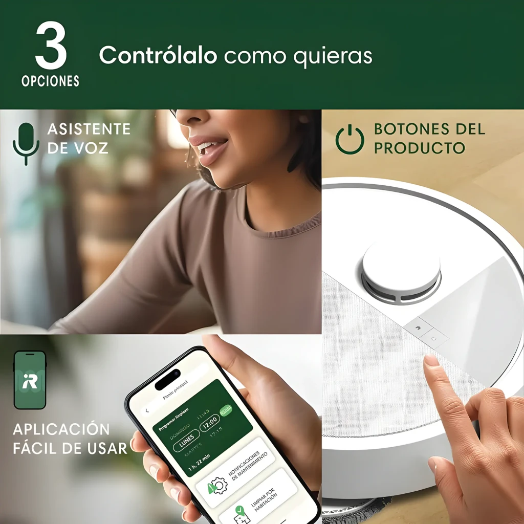 iRobot Roomba Plus 405 Combo Blanc, vue latérale: robot aspirateur sur base autonettoyante avec réservoir d'eau transparent - Ítem4