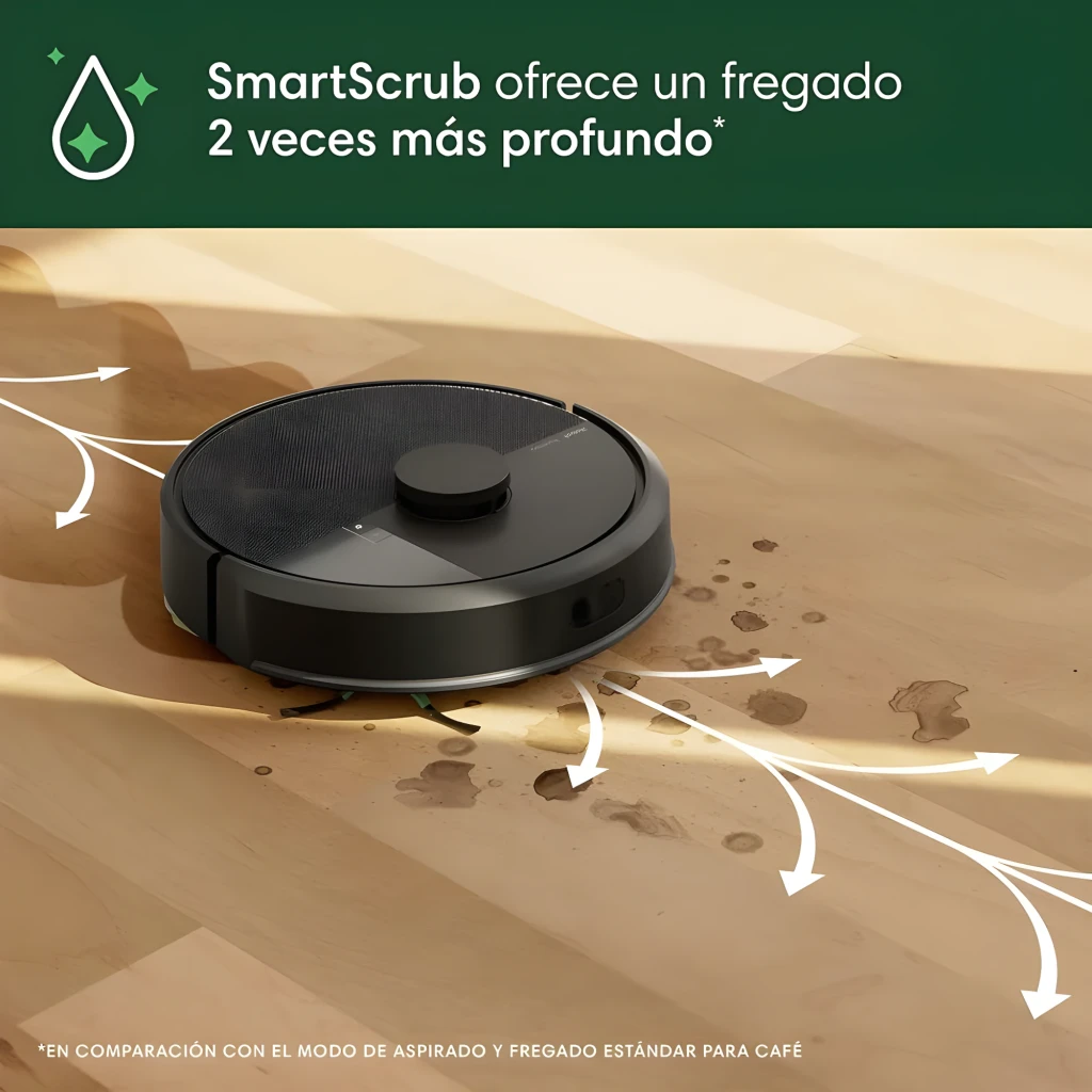 iRobot Roomba Plus 405 Combo Blanc, vue latérale: robot aspirateur sur base autonettoyante avec réservoir d'eau transparent - Ítem5