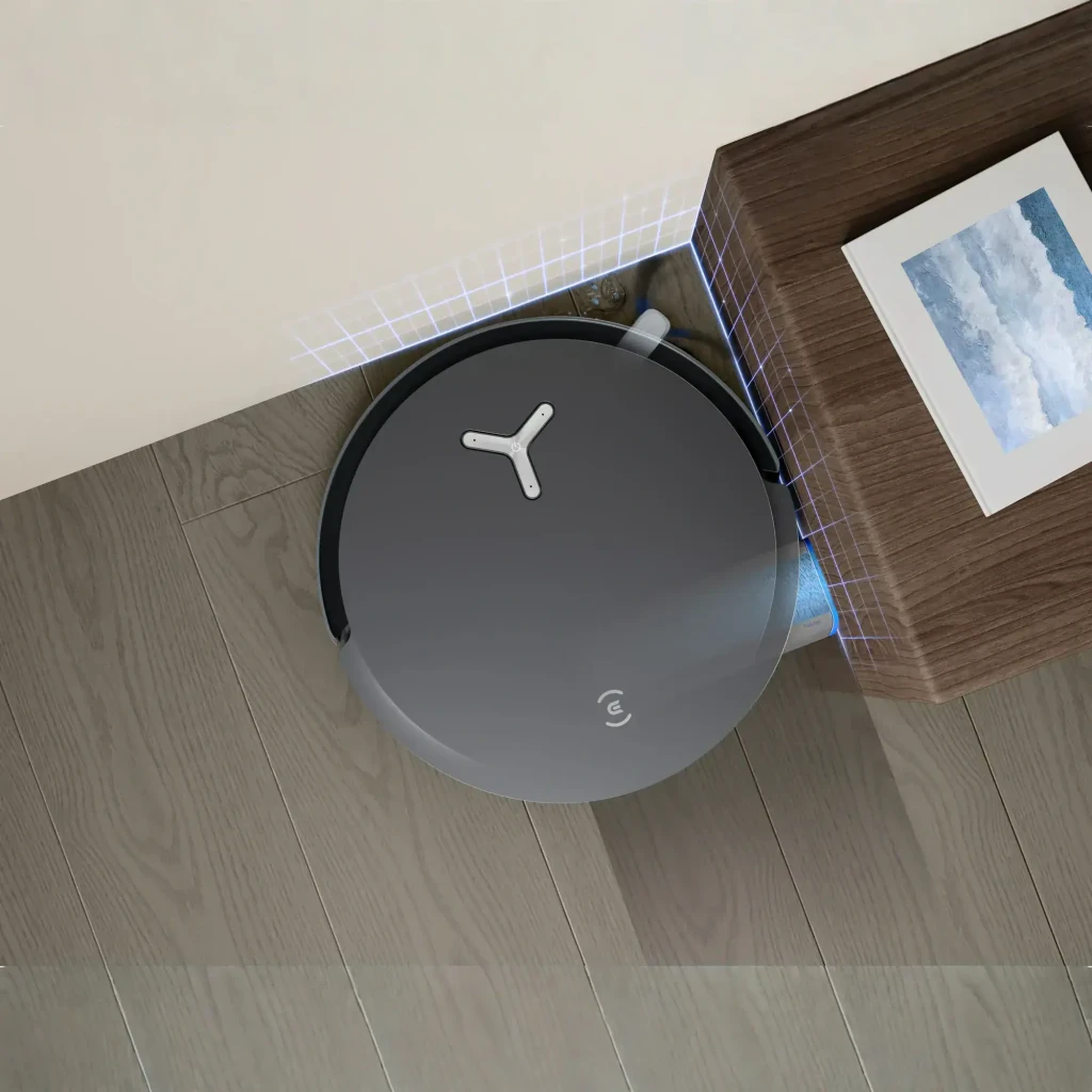 Ecovacs Deebot X8 Omni noir, vue de face: robot sur base avec deux réservoirs supérieurs et détails cuivre - Ítem8