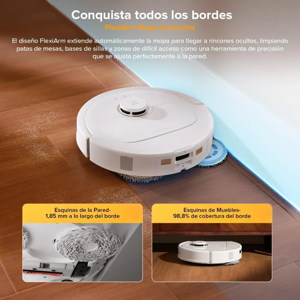 Roborock Saros Z70 Blanc, vue latérale: aspirateur robot sur base de vidage automatique avec smartphone et montre connectée - Ítem2