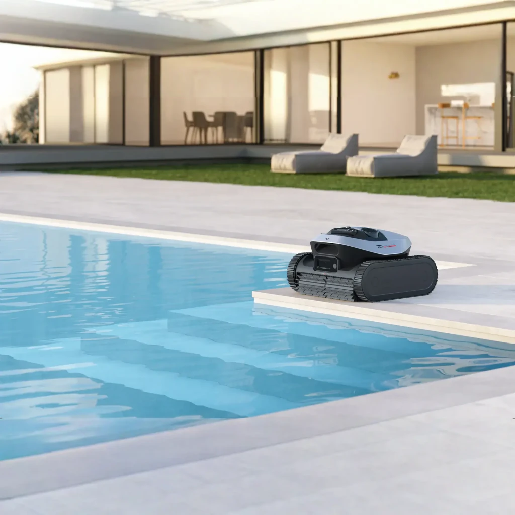 Dreame Robot limpa-fundos Z1 preto, vista em perspectiva: carcaça prateada, logo Z1 lateral, lagartas e sensor frontal - Item5