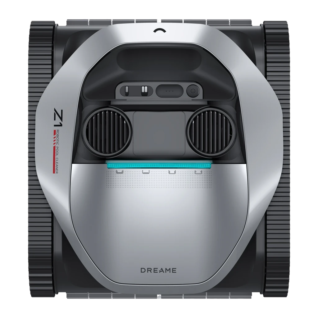 Dreame Robot limpa-fundos Z1 preto, vista em perspectiva: carcaça prateada, logo Z1 lateral, lagartas e sensor frontal - Item1