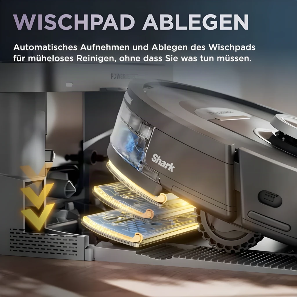 Shark RV2800YEEU Robot Aspirateur Laveur Noir Argent, vue avant: robot sur base de vidage avec réservoir et app de - Ítem4