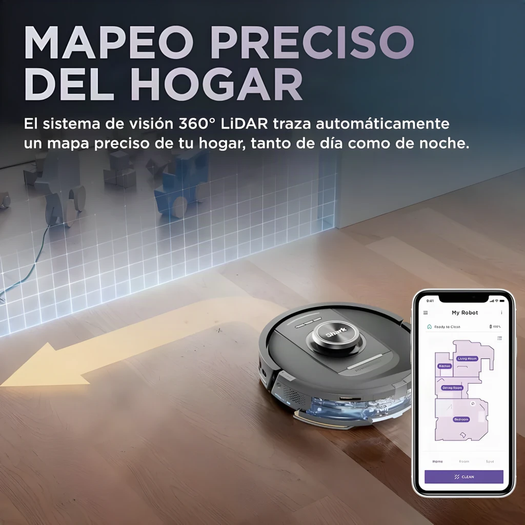 Shark RV2800YEEU Robot Aspirateur Laveur Noir Argent, vue avant: robot sur base de vidage avec réservoir et app de - Ítem6