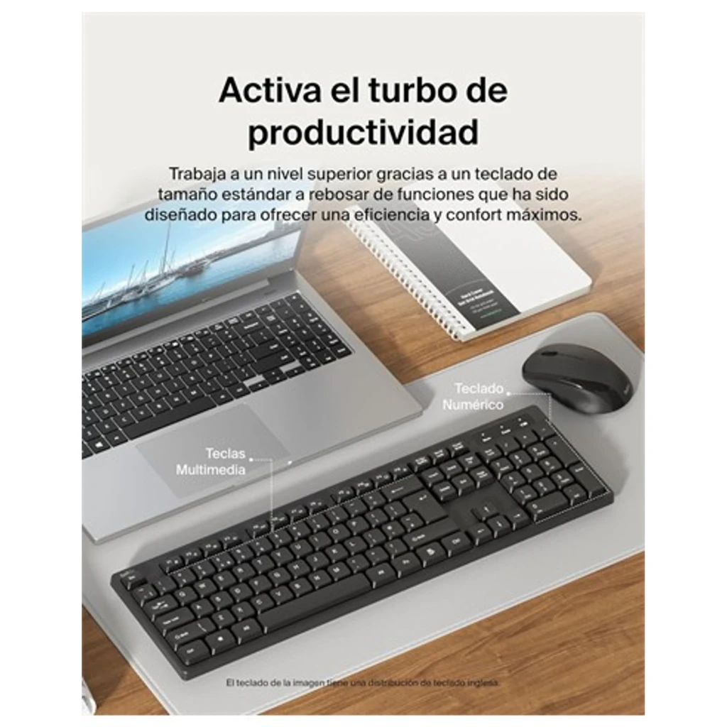 Belkin BBZ010SP clavier noir, résistance aux éclaboussures: clavier sur bureau en bois avec eau renversée et tasse grise - Ítem3