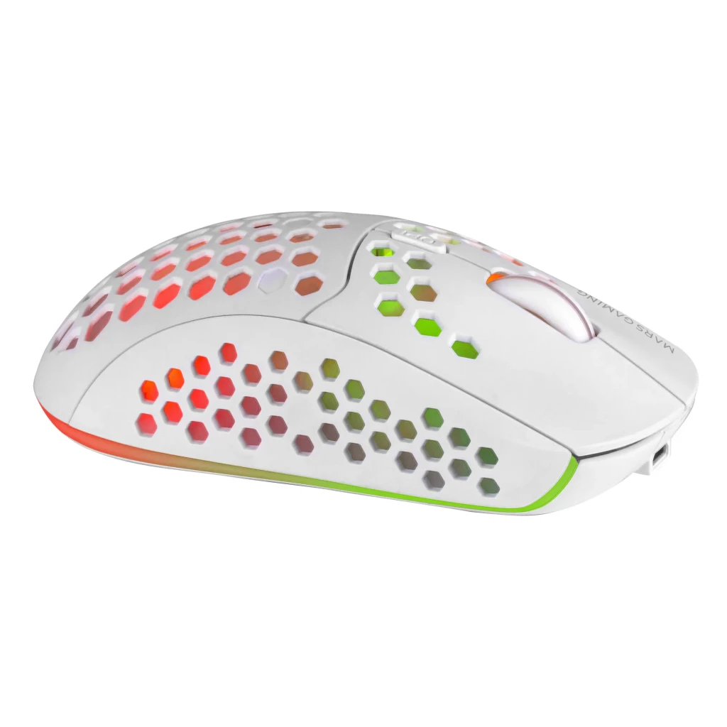 Mars Gaming MCPWXWES Blanco, vista superior: teclado QWERTY español completo con retroiluminación RGB multicolor - Ítem3