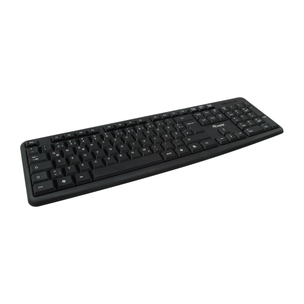 Equip Kit teclado e rato 245201 USB QWERTY preto, vista superior: teclado completo e rato com fio sobre fundo preto - Item5