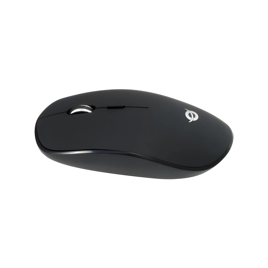 Conceptronic Orazio kit clavier et souris sans fil QWERTY noir, vue diagonale: clavier complet et souris sur fond sombre - Ítem1