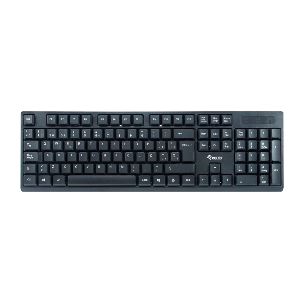 Equip Kit clavier souris sans fil 245221 QWERTY noir, vue dessus: clavier, souris et récepteur USB nano sur fond sombre - Ítem2