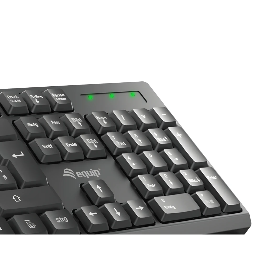 Equip Kit clavier souris sans fil 245221 QWERTY noir, vue dessus: clavier, souris et récepteur USB nano sur fond sombre - Ítem5