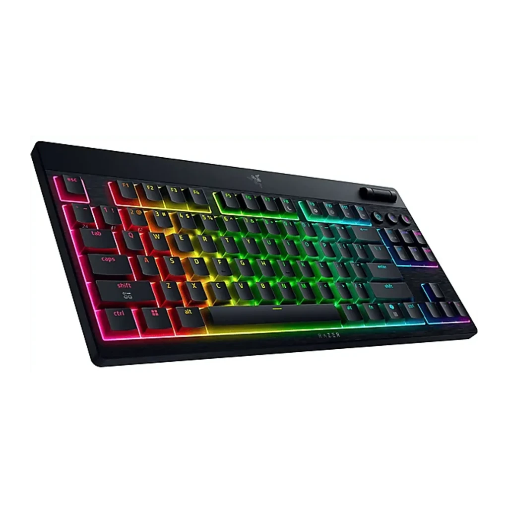 Razer BlackWidow V4 Low Profile Orange Switch laranja, vista superior: retroiluminação RGB multicolor em teclas baixas e - Item1