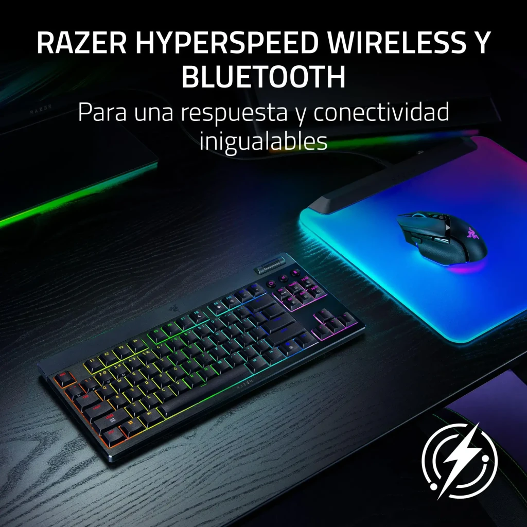 Razer BlackWidow V4 Low Profile Orange Switch laranja, vista superior: retroiluminação RGB multicolor em teclas baixas e - Item5