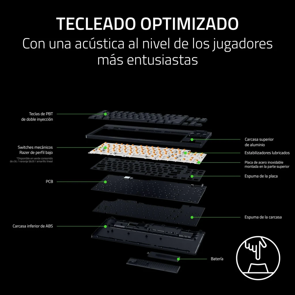 Razer BlackWidow V4 Low Profile Orange Switch laranja, vista superior: retroiluminação RGB multicolor em teclas baixas e - Item7