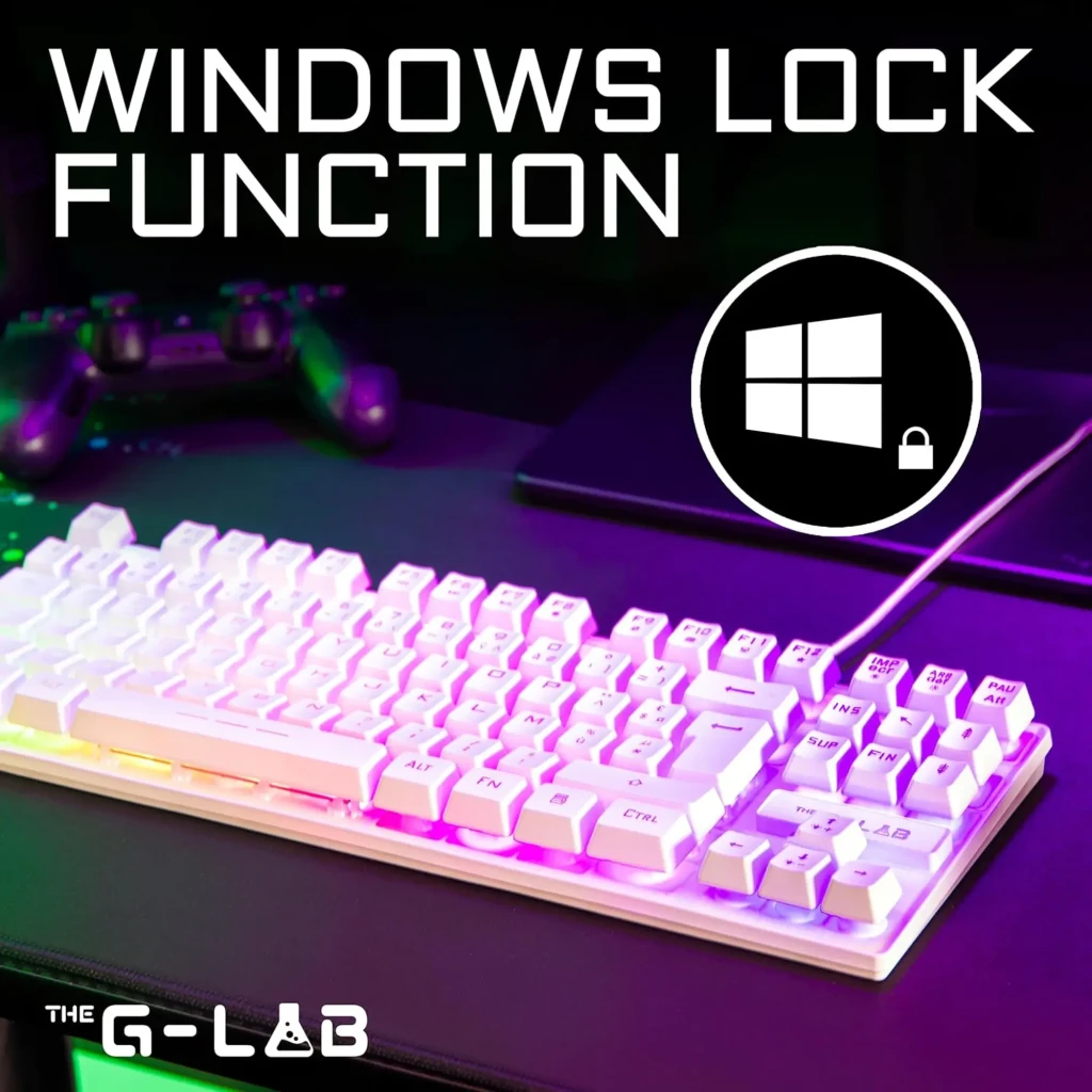 The G-Lab KEYZ-CAESIUMT Branco, vista superior: teclado TKL membrana RGB com retroiluminação multicolor rosa e verde - Item3