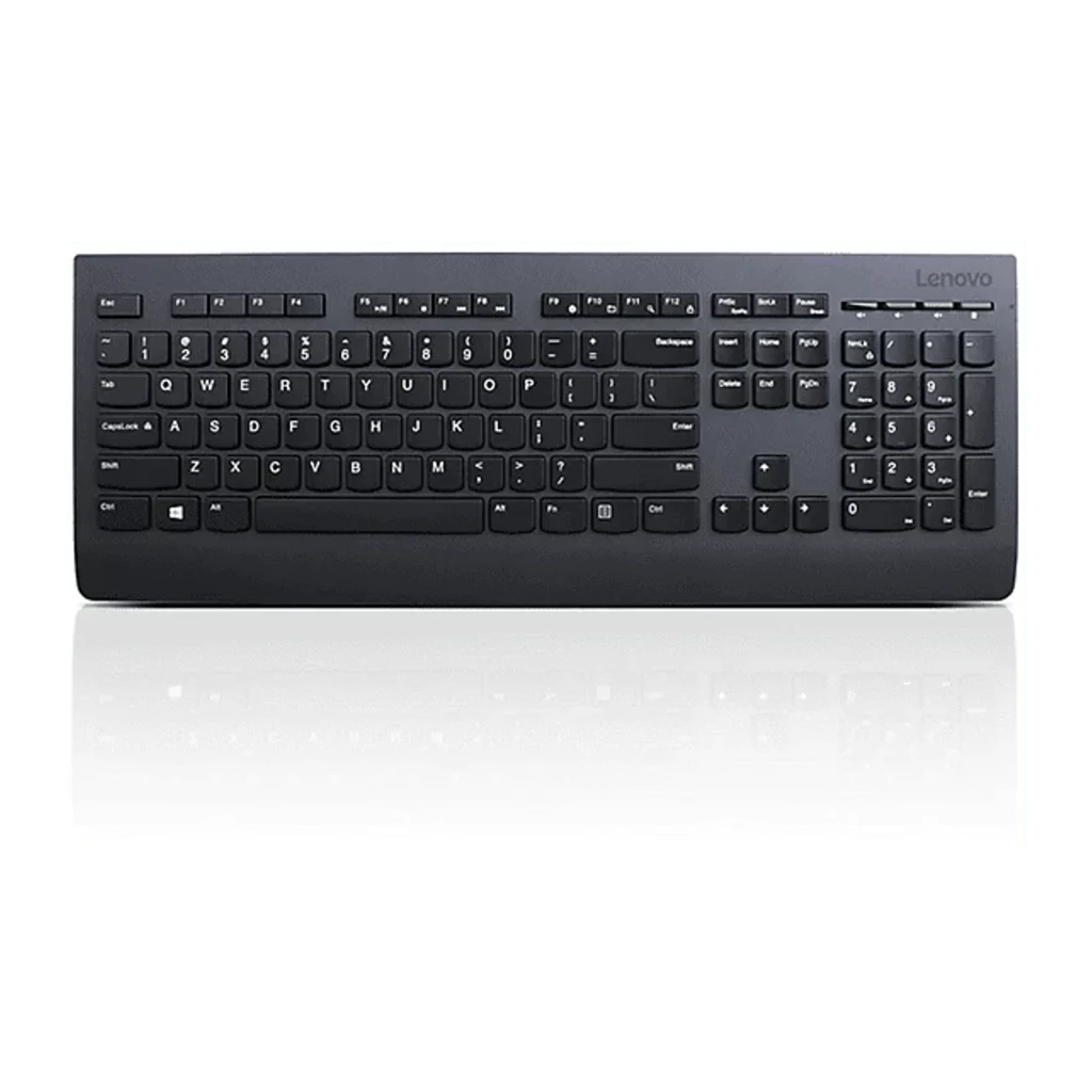 Lenovo Clavier 4X30H56868 Universel Noir, vue en perspective: disposition complète avec pavé numérique et logo Lenovo - Ítem1