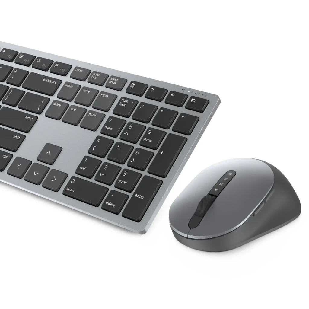 Dell Clavier et souris Pro Plus KM7321W Gris titane, vue du dessus: clavier complet avec pavé numérique et souris à droite - Ítem4