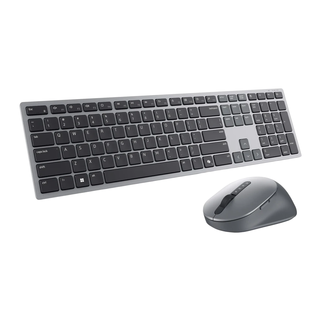 Dell Clavier et souris Pro Plus KM7321W Gris titane, vue du dessus: clavier complet avec pavé numérique et souris à droite - Ítem1