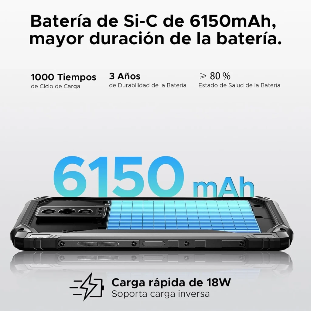 Doogee Blade 10 Pro Energy plata con pantalla 6,56 pulgadas IPS HD+, doble cámara trasera vertical, gran batería 6150 mAh y marco reforzado plateado - Ítem8