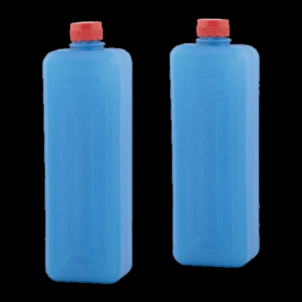 Pack de 2 acumuladores de frío azules con tapa roja, rectangulares y reutilizables, compatibles con el depósito de 4 L del Orbegozo AIR 45