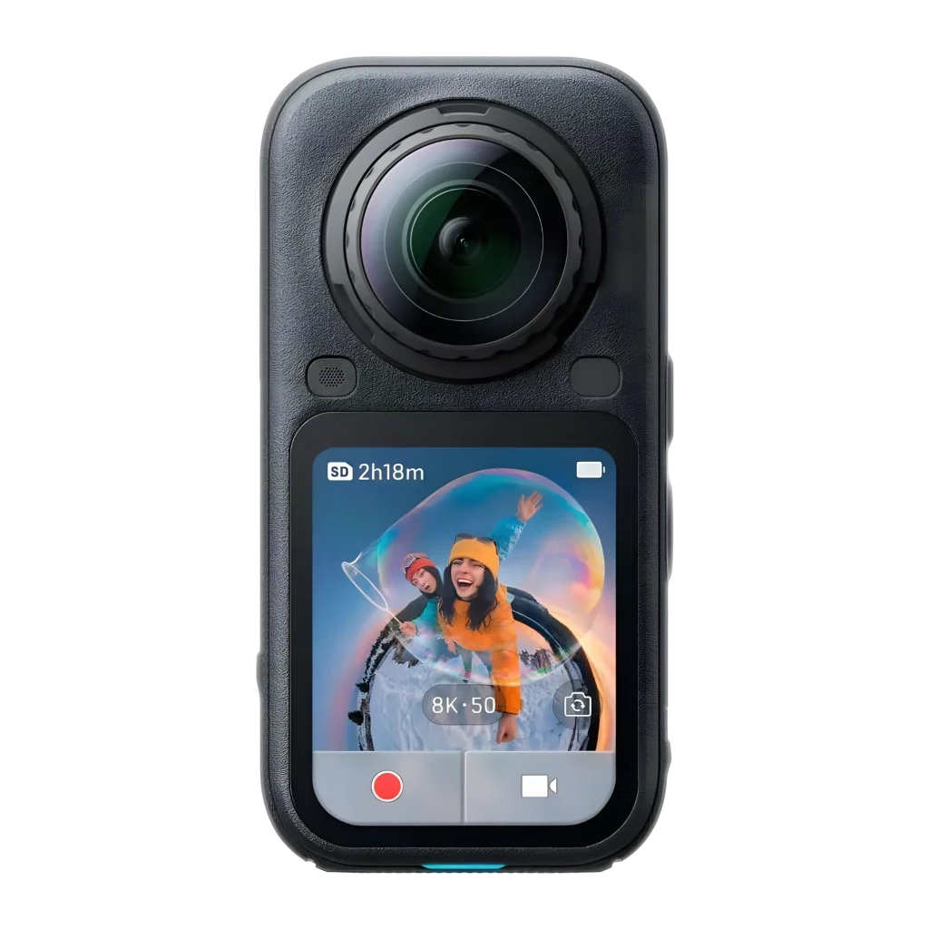 Cámara 360° Insta360 X6 con pantalla frontal, doble lente, palo de extensión, batería, base de carga y funda protectora; compacta y lista para 8K - Ítem3