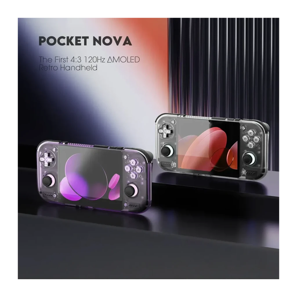 Console portable Retroid Pocket Nova 8Go/128Go Noir AMOLED 4,5 pouces, vue avant: deux unités en position horizontale