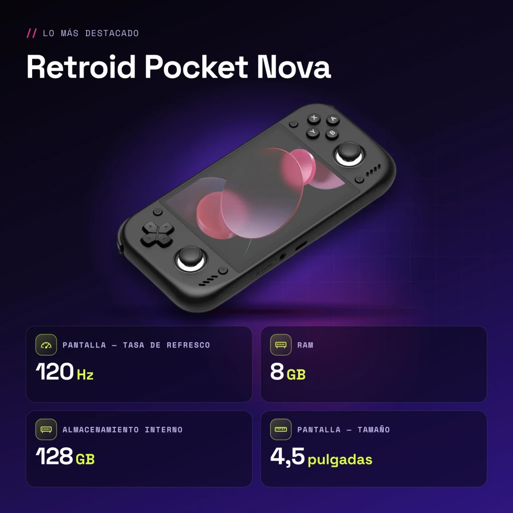 Console portable Retroid Pocket Nova 8Go/128Go Noir AMOLED 4,5 pouces - caractéristiques