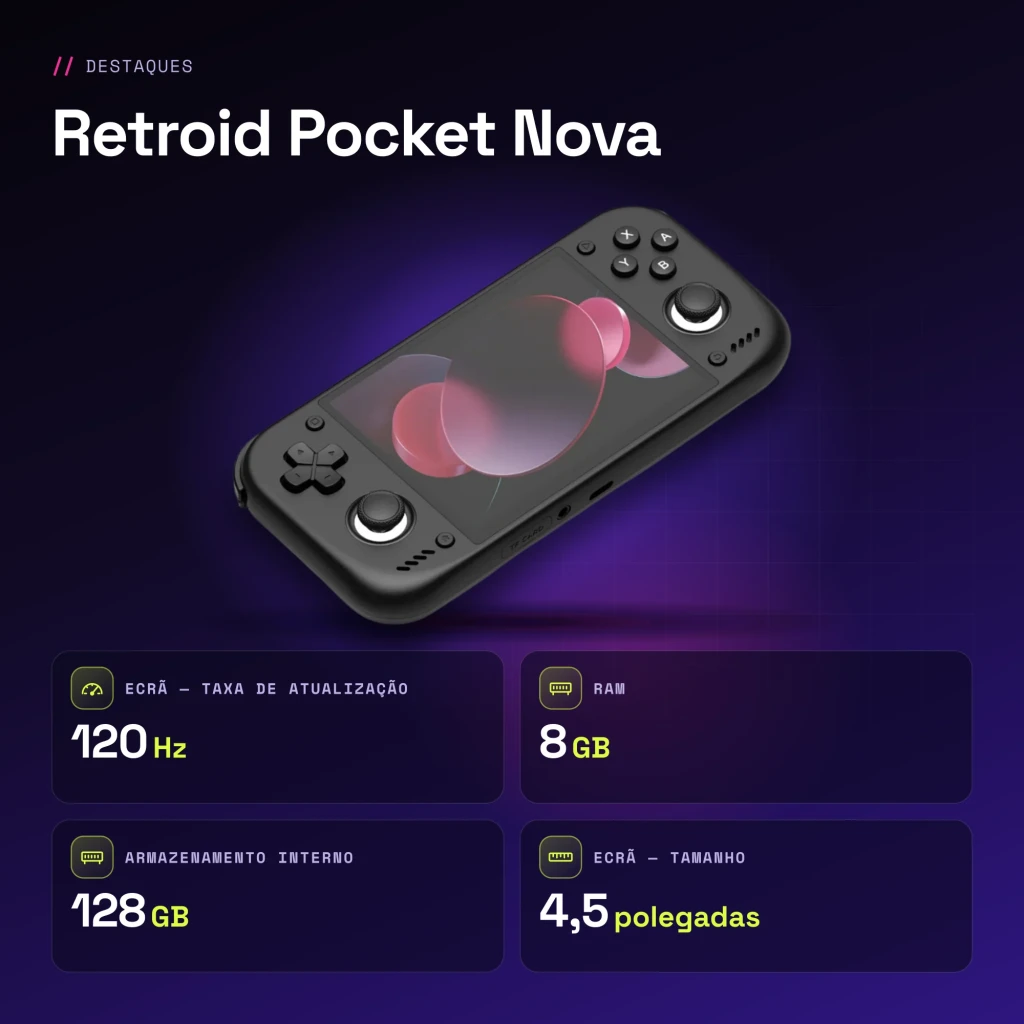 Console portable Retroid Pocket Nova 8Go/128Go Noir AMOLED 4,5 pouces - caractéristiques