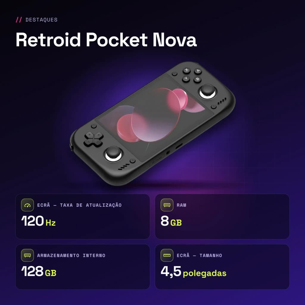 Console portable Retroid Pocket Nova 8Go/128Go Noir AMOLED 4,5 pouces - caractéristiques