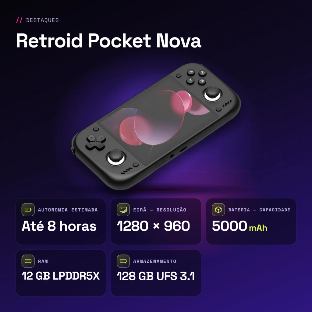 Console portable Retroid Pocket Nova 12Go/128Go Noir AMOLED 4,5 pouces - caractéristiques