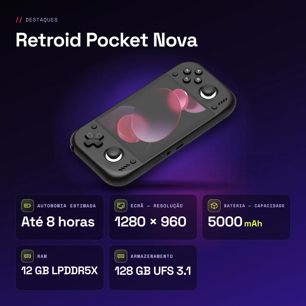 Console portable Retroid Pocket Nova 12Go/128Go Noir AMOLED 4,5 pouces - caractéristiques