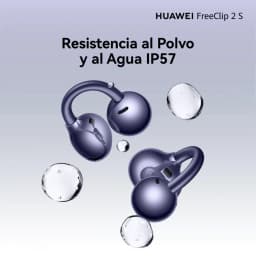 Auriculares Huawei FreeClip 2 S azul, design open-ear, formato ear-clip ergonômico, acabamento metálico, destaque para resistência IP57 contra água e poeira