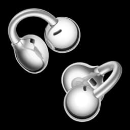 Auriculares Huawei FreeClip 2 S Open-Ear prateados, design em clip curvo, acabamento brilhante, microfones integrados, estojo de carregamento compacto