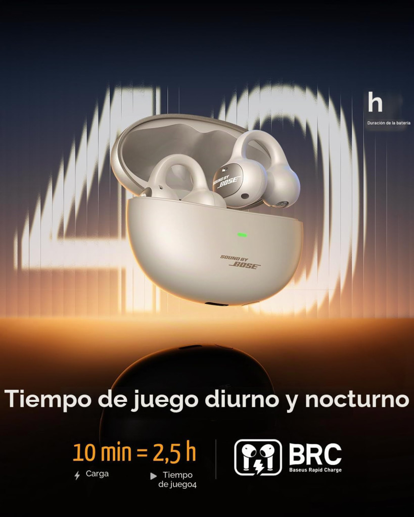 Auriculares Baseus Inspire XC1 Blanco open-ear TWS con estuche ovalado bicolor, indicador LED frontal y ganchos de sujeción ergonómicos en cada auricular - Ítem12