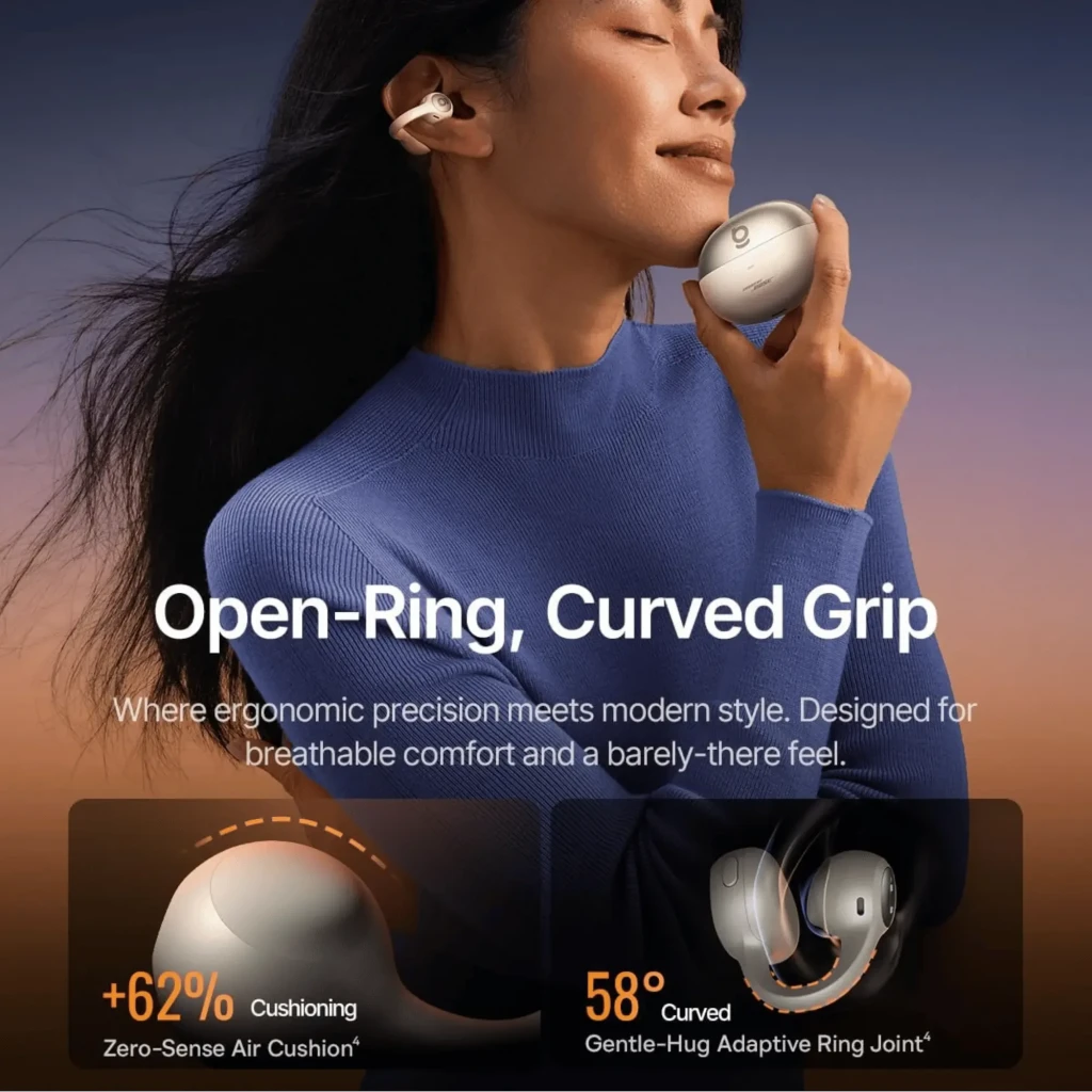 Auriculares Baseus Inspire XC1 Blanco open-ear TWS con estuche ovalado bicolor, indicador LED frontal y ganchos de sujeción ergonómicos en cada auricular - Ítem9