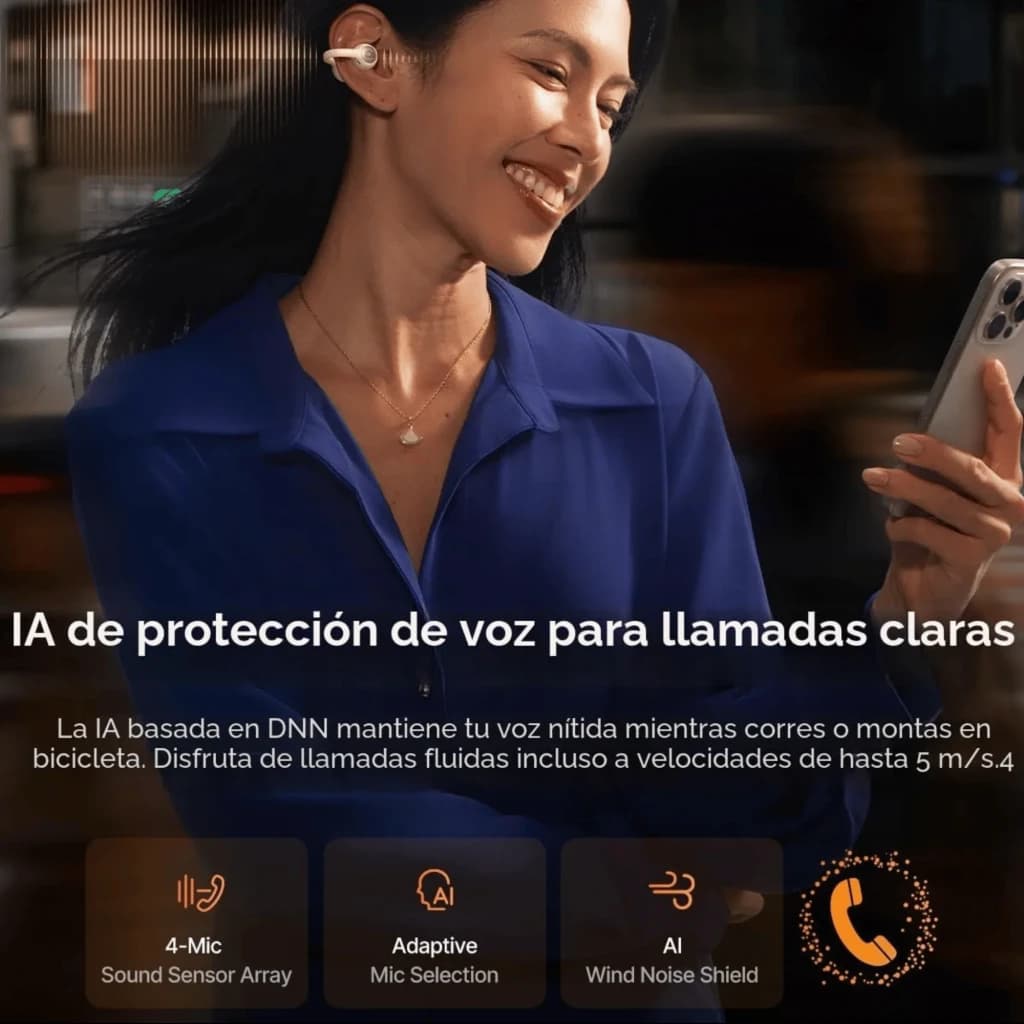 Auriculares Baseus Inspire XC1 Blanco open-ear TWS con ganchos de oreja, diseño ligero, 4 micrófonos y cancelación de ruido de viento para llamadas claras