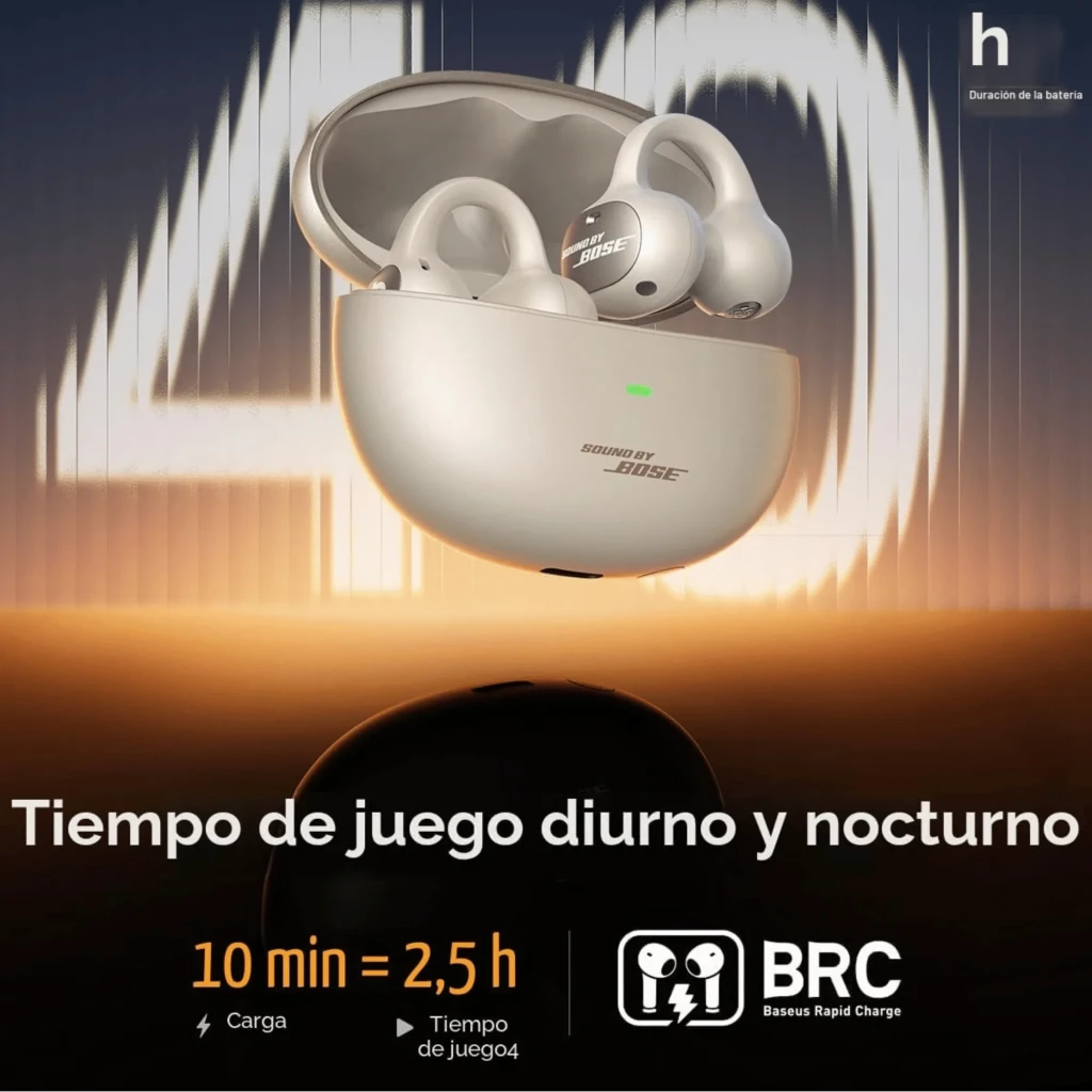 Auriculares Baseus Inspire XC1 Blanco open-ear TWS con estuche ovalado bicolor, indicador LED frontal y ganchos de sujeción ergonómicos en cada auricular - Ítem4